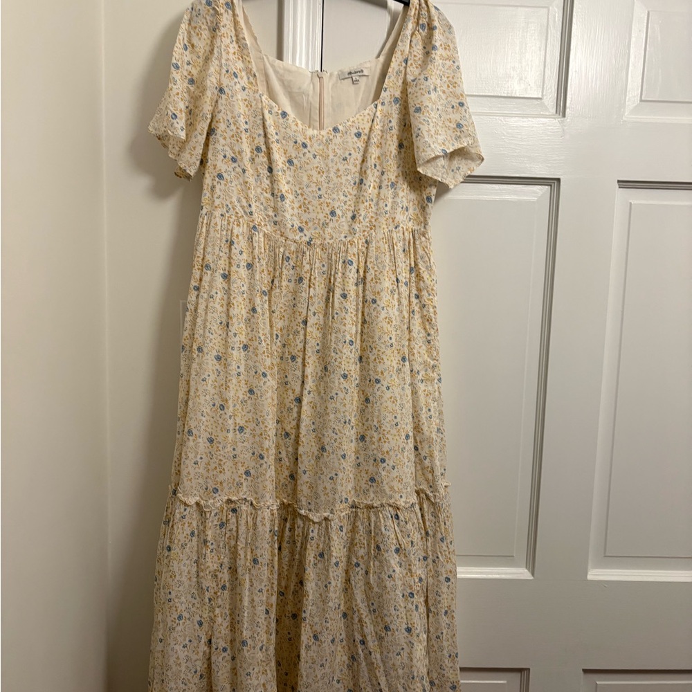 Madewell Flutter-sleeve tiered maxi dress in folkmagic floral size 8